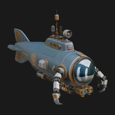 Steampunk Submersible Model Design 27 3D Print Model