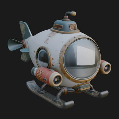 Steampunk Submersible Model Design 28 3D Print Model