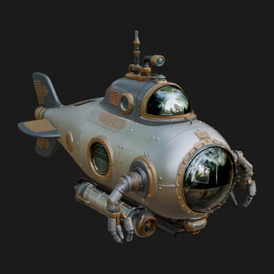 Steampunk Submersible Model Design 29 3D Print Model