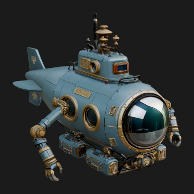 Steampunk Submersible Model Design 30 3D Print Model