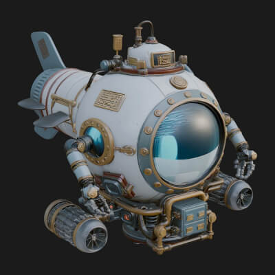Steampunk Submersible Model Design 31 3D Print Model