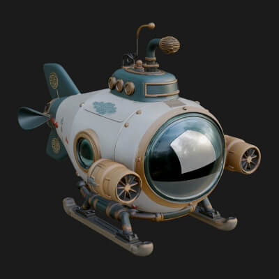 Steampunk Submersible Model Design 32 3D Print Model