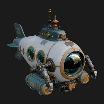 Steampunk Submersible Model Design 33 3D Print Model