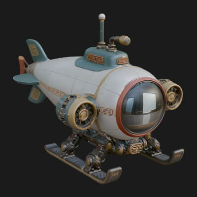 Steampunk Submersible Model Design 34 3D Print Model