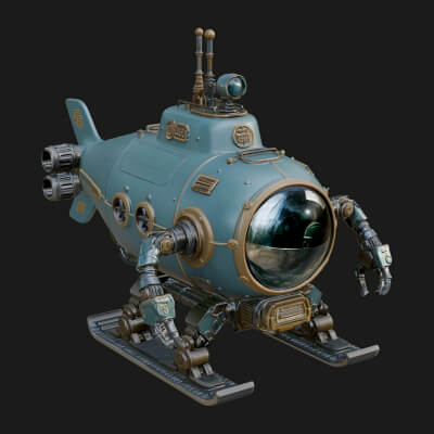Steampunk Submersible Model Design 35 3D Print Model