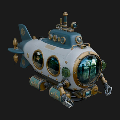 Steampunk Submersible Model Design 36 3D Print Model