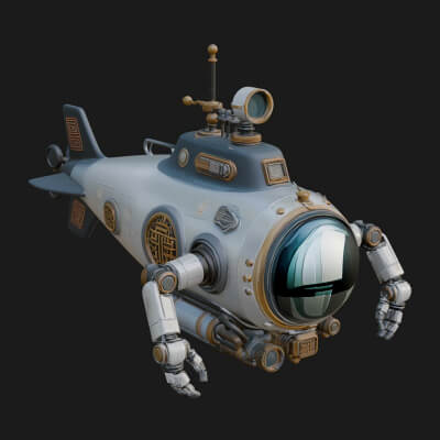 Steampunk Submersible Model Design 38 3D Print Model