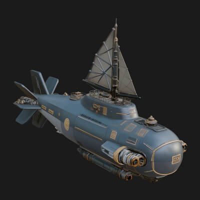 Steampunk Submersible Model Design 41 3D Print Model