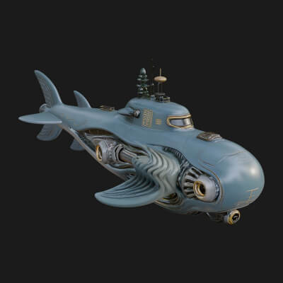 Steampunk Submersible Model Design 42 3D Print Model