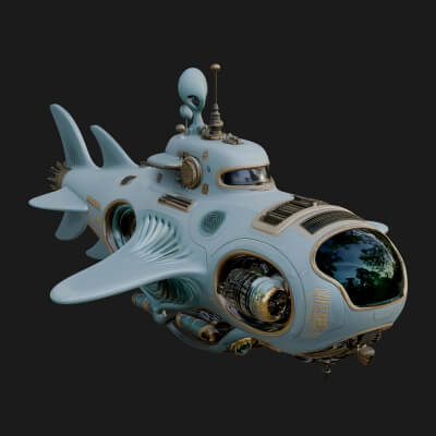 Steampunk Submersible Model Design 43 3D Print Model