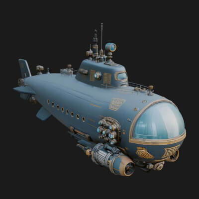 Steampunk Submersible Model Design 44 3D Print Model
