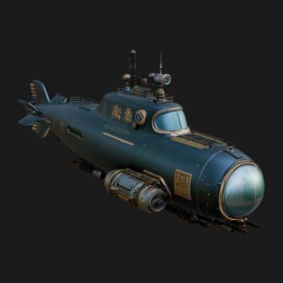 Steampunk Submersible Model Design 45 3D Print Model