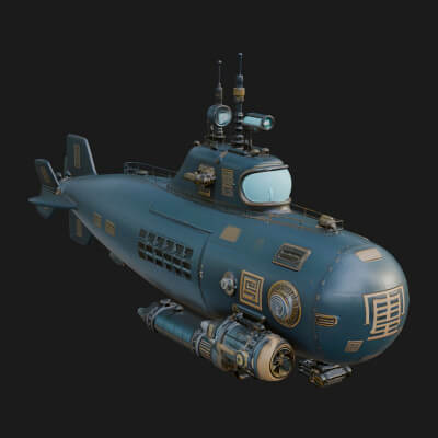 Steampunk Submersible Model Design 46 3D Print Model