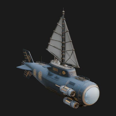 Steampunk Submersible Model Design 47 3D Print Model