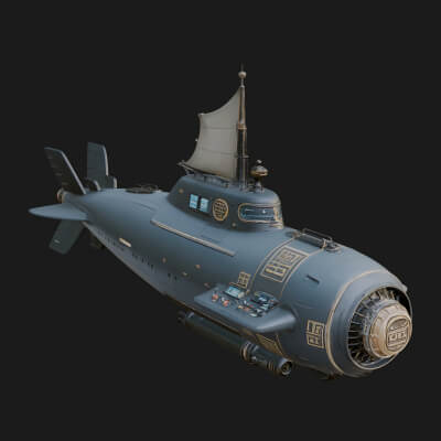 Steampunk Submersible Model Design 49 3D Print Model
