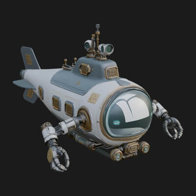 Steampunk Submersible Model Design 5 3D Print Model