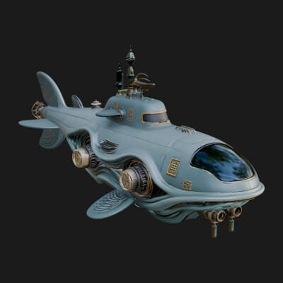Steampunk Submersible Model Design 50 3D Print Model