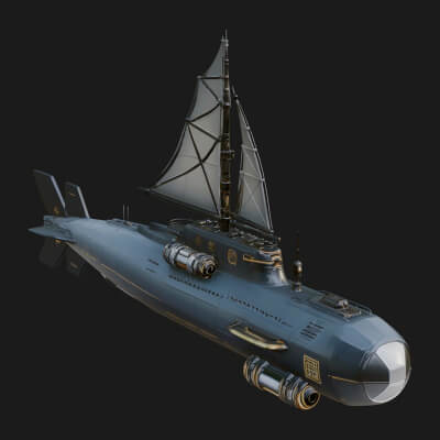 Steampunk Submersible Model Design 52 3D Print Model