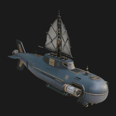 Steampunk Submersible Model Design 54 3D Print Model