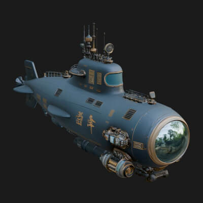 Steampunk Submersible Model Design 55 3D Print Model