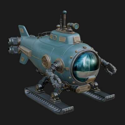 Steampunk Submersible Model Design 6 3D Print Model