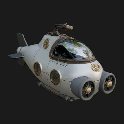 Steampunk Submersible Model Design 7 3D Print Model