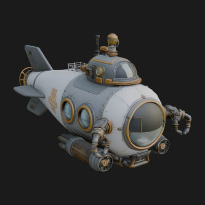 Steampunk Submersible Model Design 8 3D Print Model