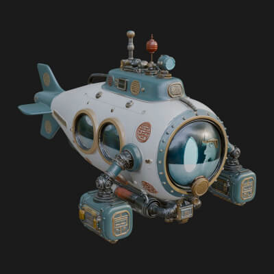 Steampunk Submersible Model Design 9 3D Print Model
