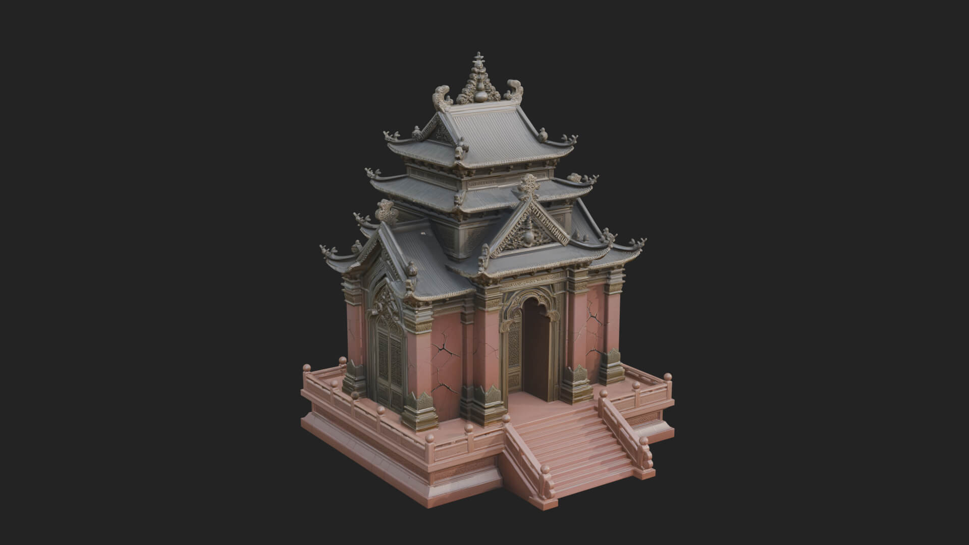 Stepped Shrine Temple Design 1 3D Print Model 3D Model