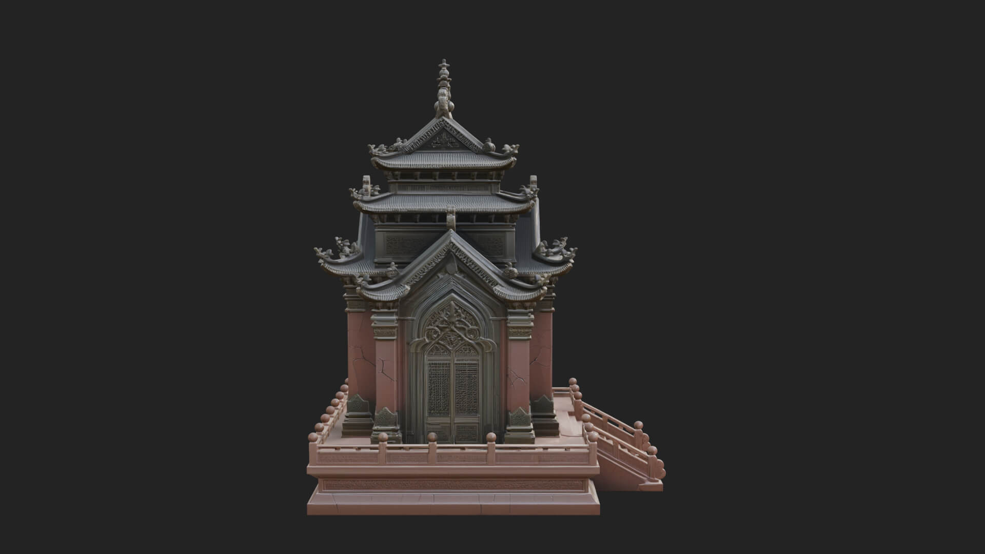 Stepped Shrine Temple Design 1 3D Print Model 3D Model