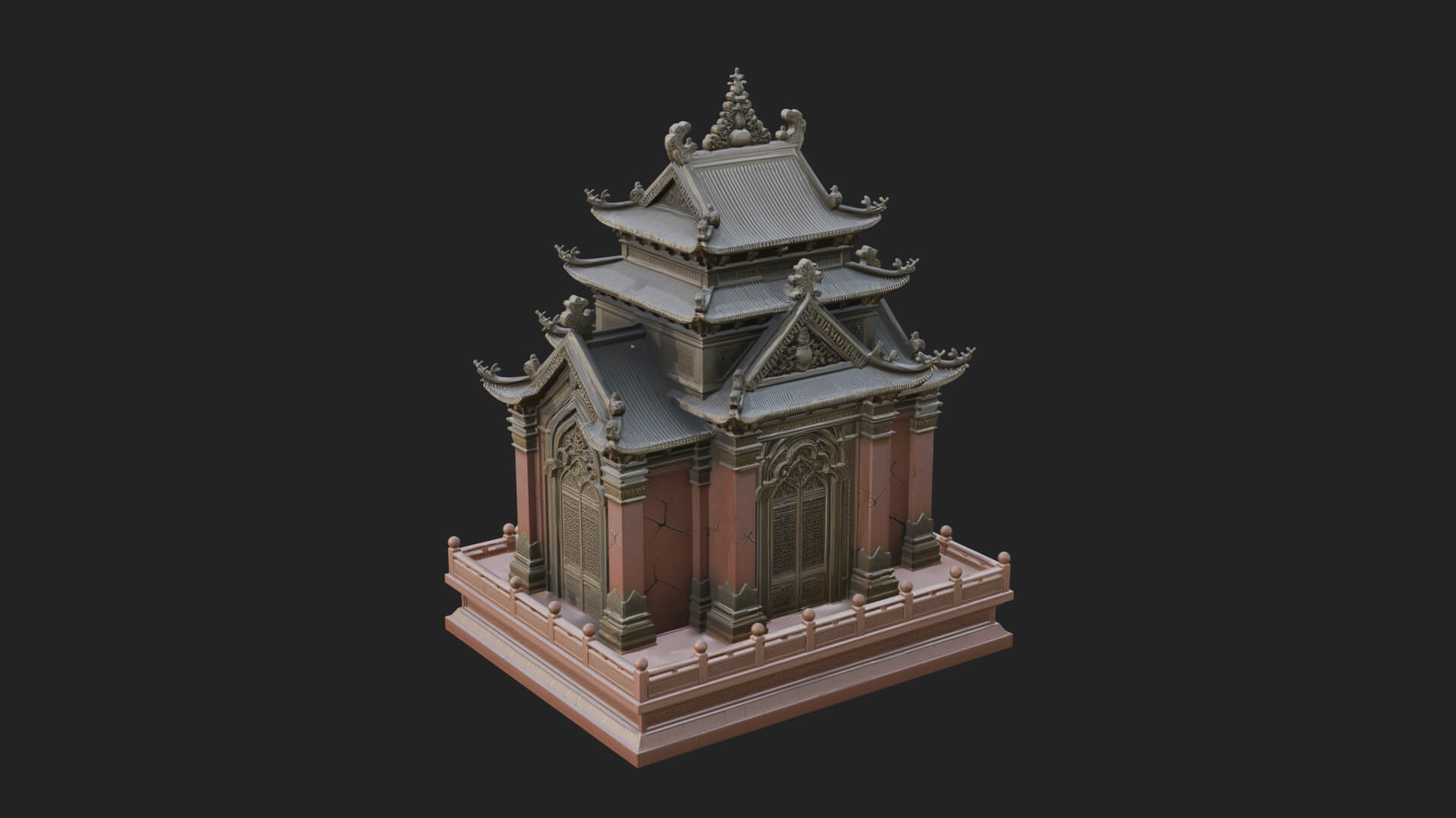 Stepped Shrine Temple Design 1 3D Print Model 3D Model