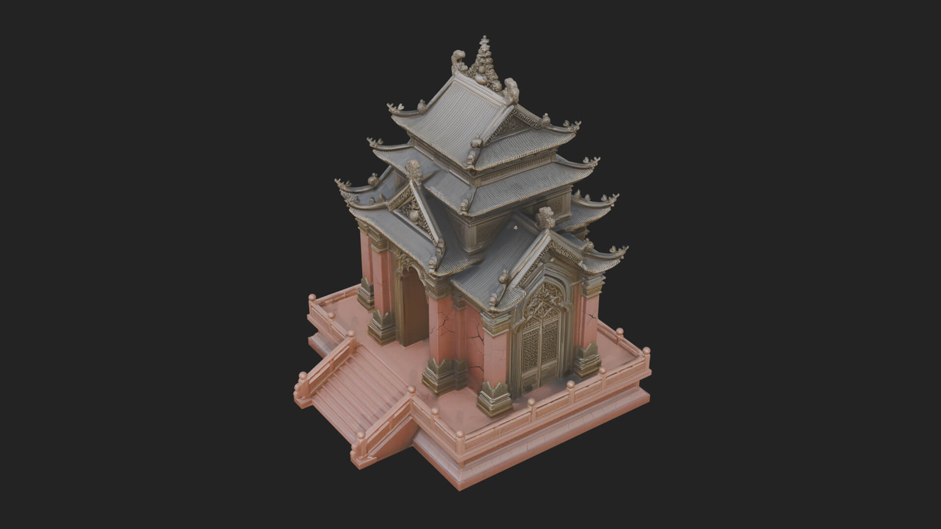 Stepped Shrine Temple Design 1 3D Print Model 3D Model