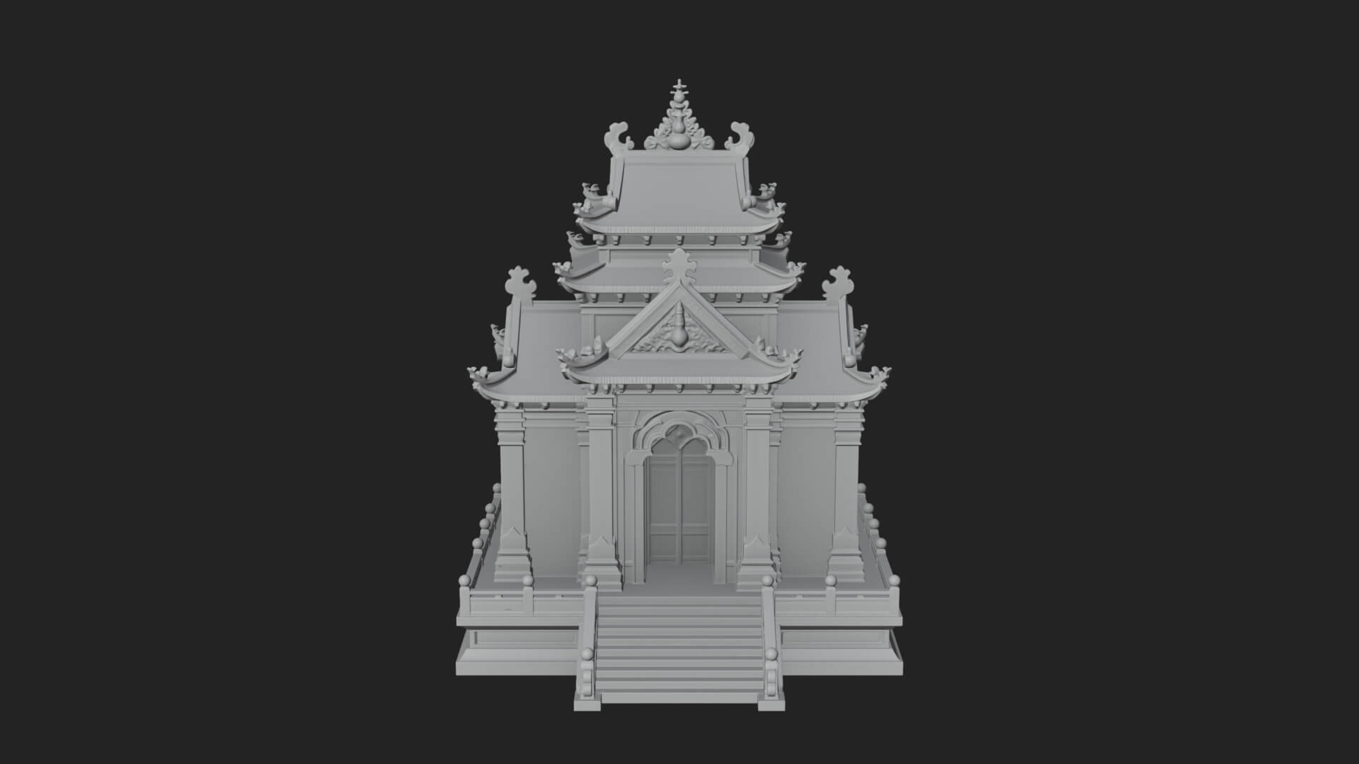 Stepped Shrine Temple Design 1 3D Print Model 3D Model