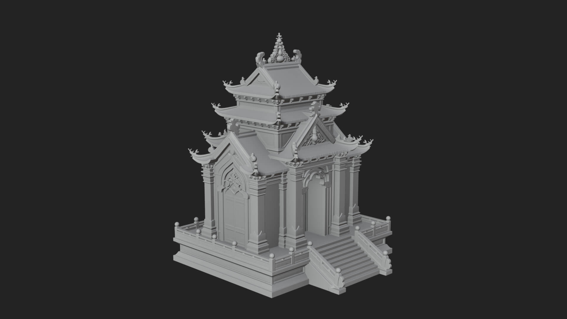 Stepped Shrine Temple Design 1 3D Print Model 3D Model