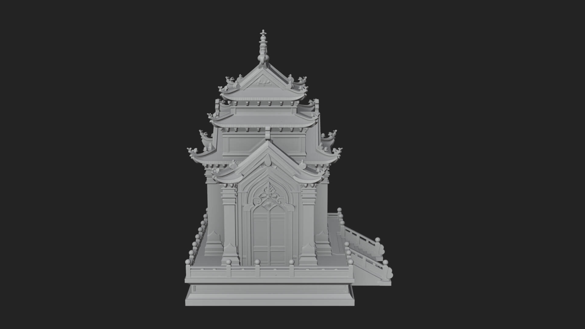 Stepped Shrine Temple Design 1 3D Print Model 3D Model