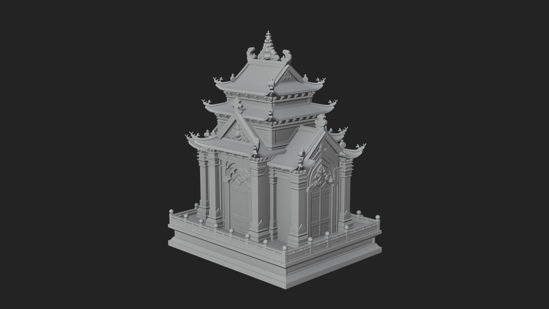 Stepped Shrine Temple Design 1 3D Print Model 3D Model