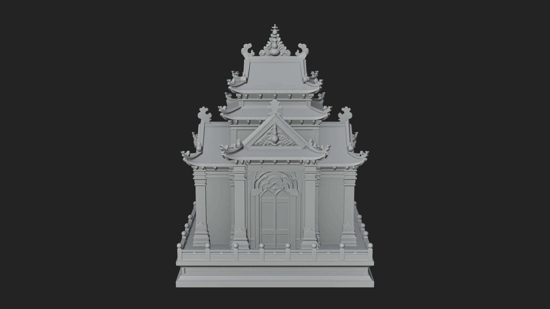 Stepped Shrine Temple Design 1 3D Print Model 3D Model