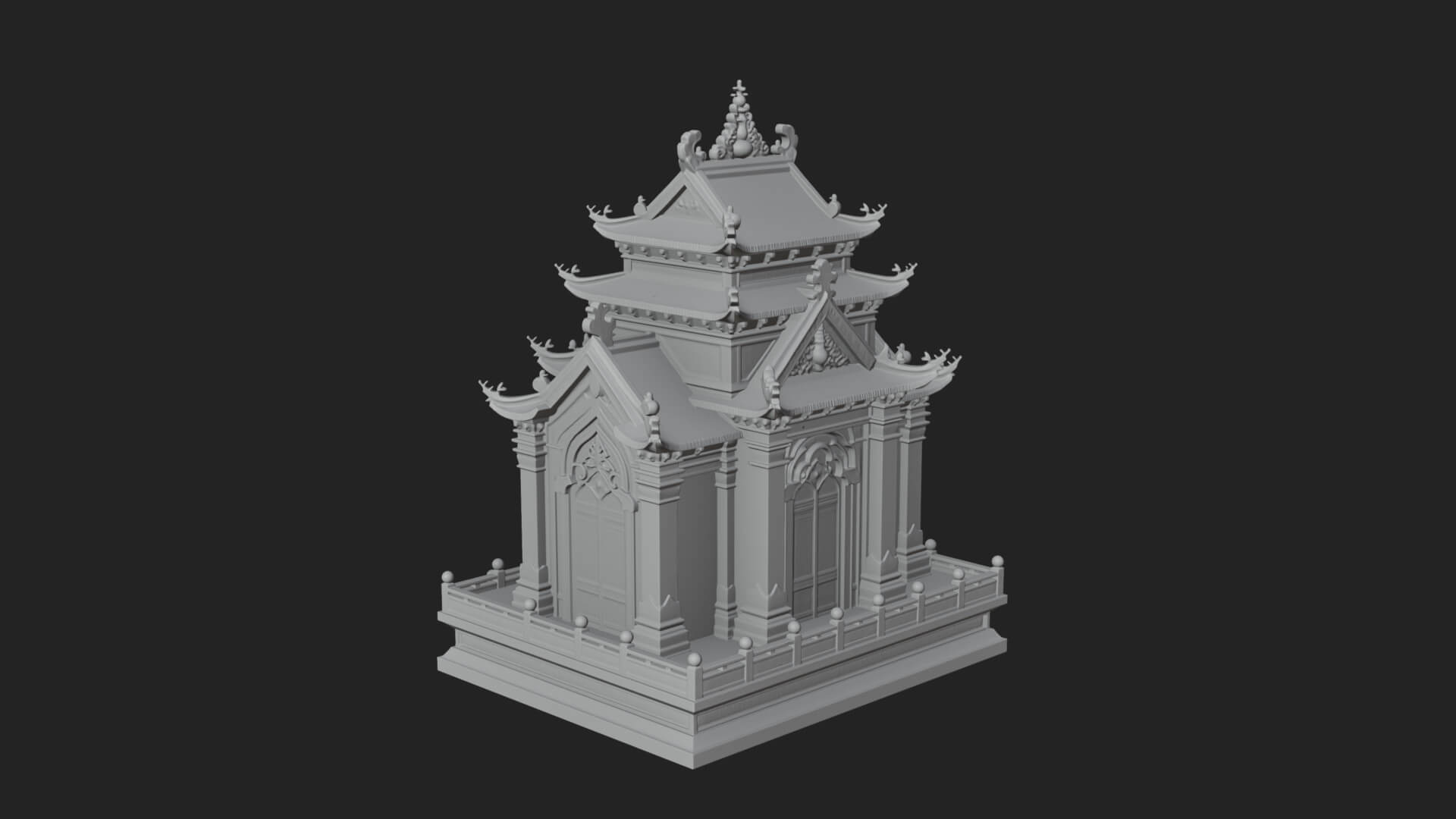 Stepped Shrine Temple Design 1 3D Print Model 3D Model