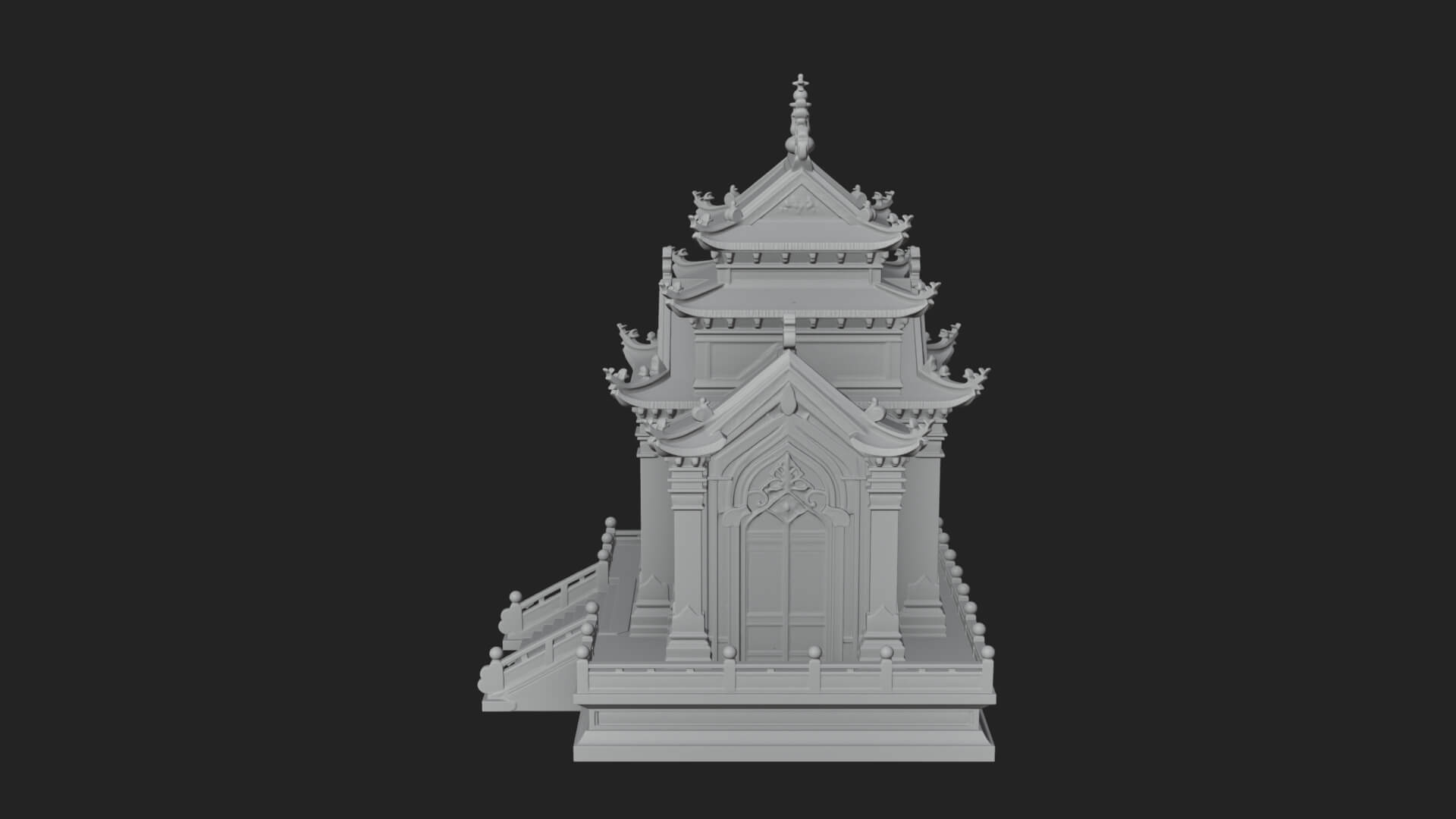 Stepped Shrine Temple Design 1 3D Print Model 3D Model