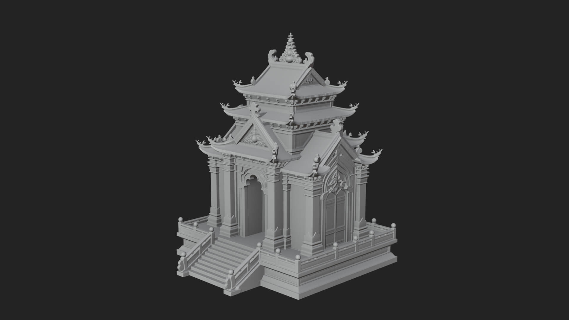 Stepped Shrine Temple Design 1 3D Print Model 3D Model