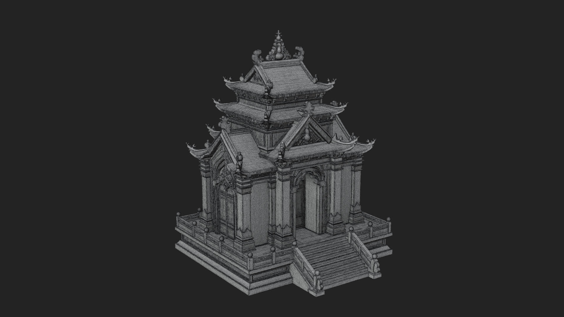 Stepped Shrine Temple Design 1 3D Print Model 3D Model