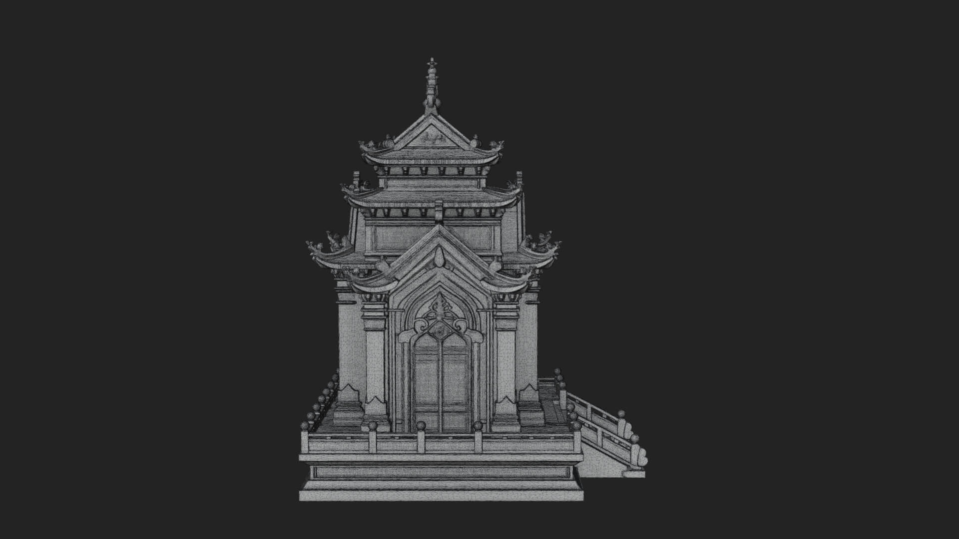 Stepped Shrine Temple Design 1 3D Print Model 3D Model