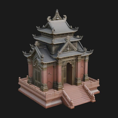 Stepped Shrine Temple Design 1 3D Print Model