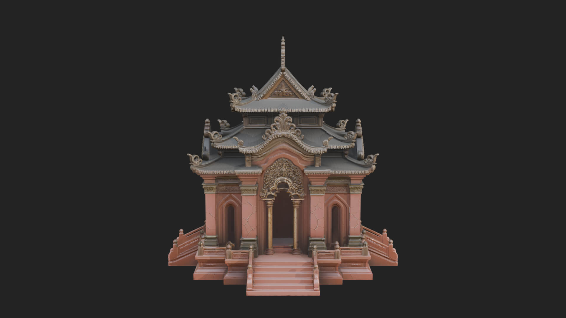 Stepped Shrine Temple Design 2 3D Print Model 3D Model