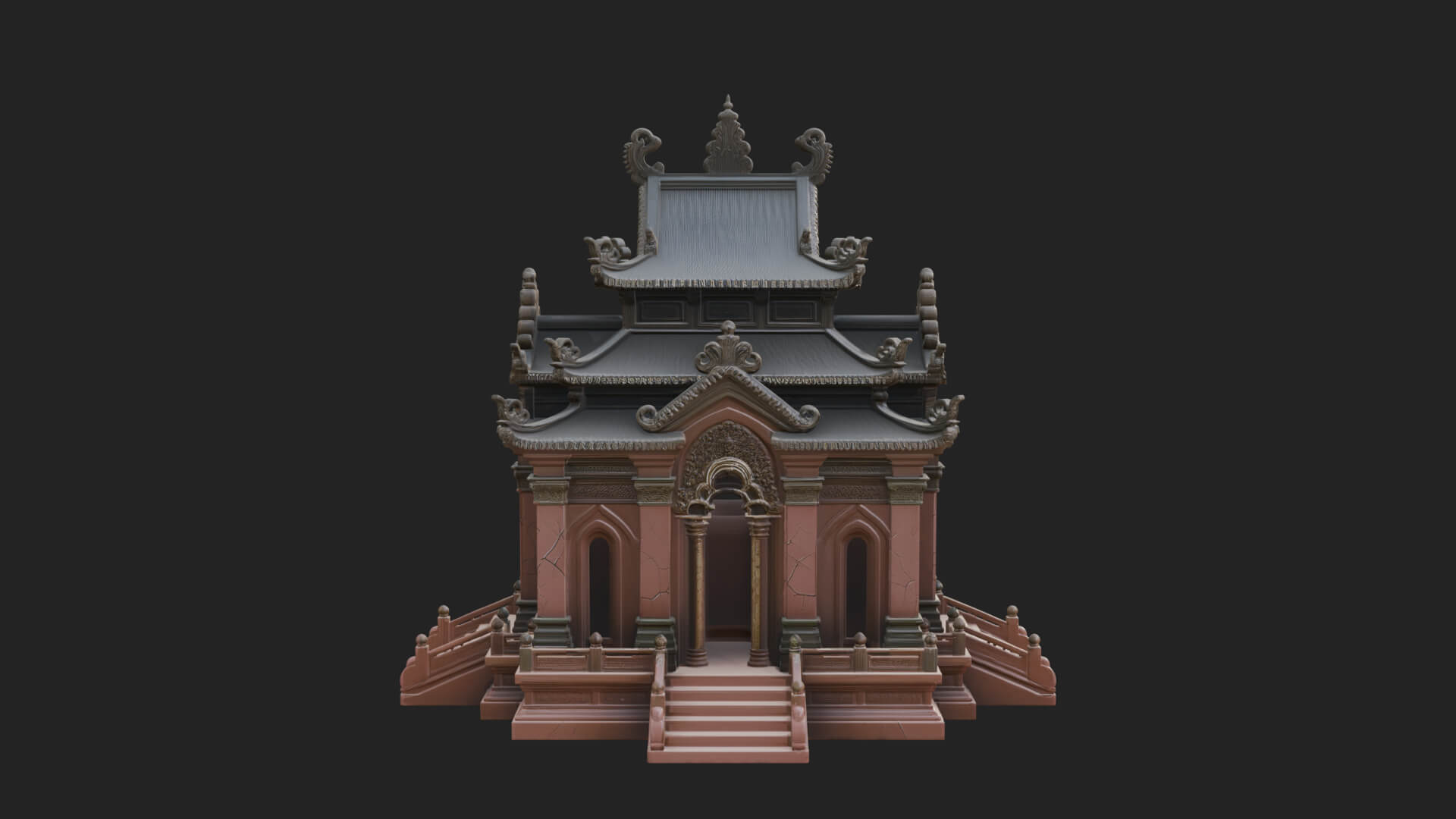 Stepped Shrine Temple Design 2 3D Print Model 3D Model