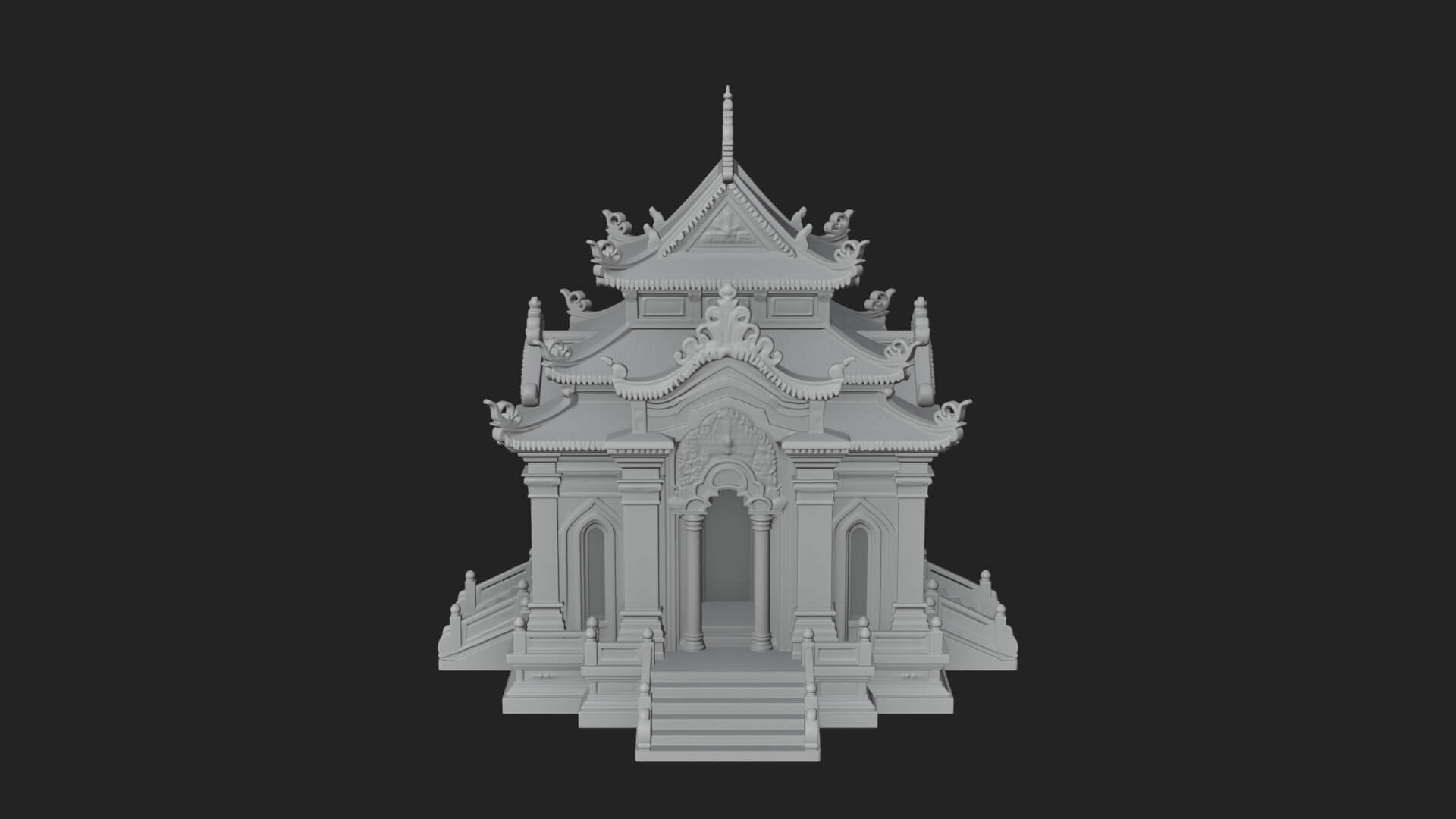 Stepped Shrine Temple Design 2 3D Print Model 3D Model