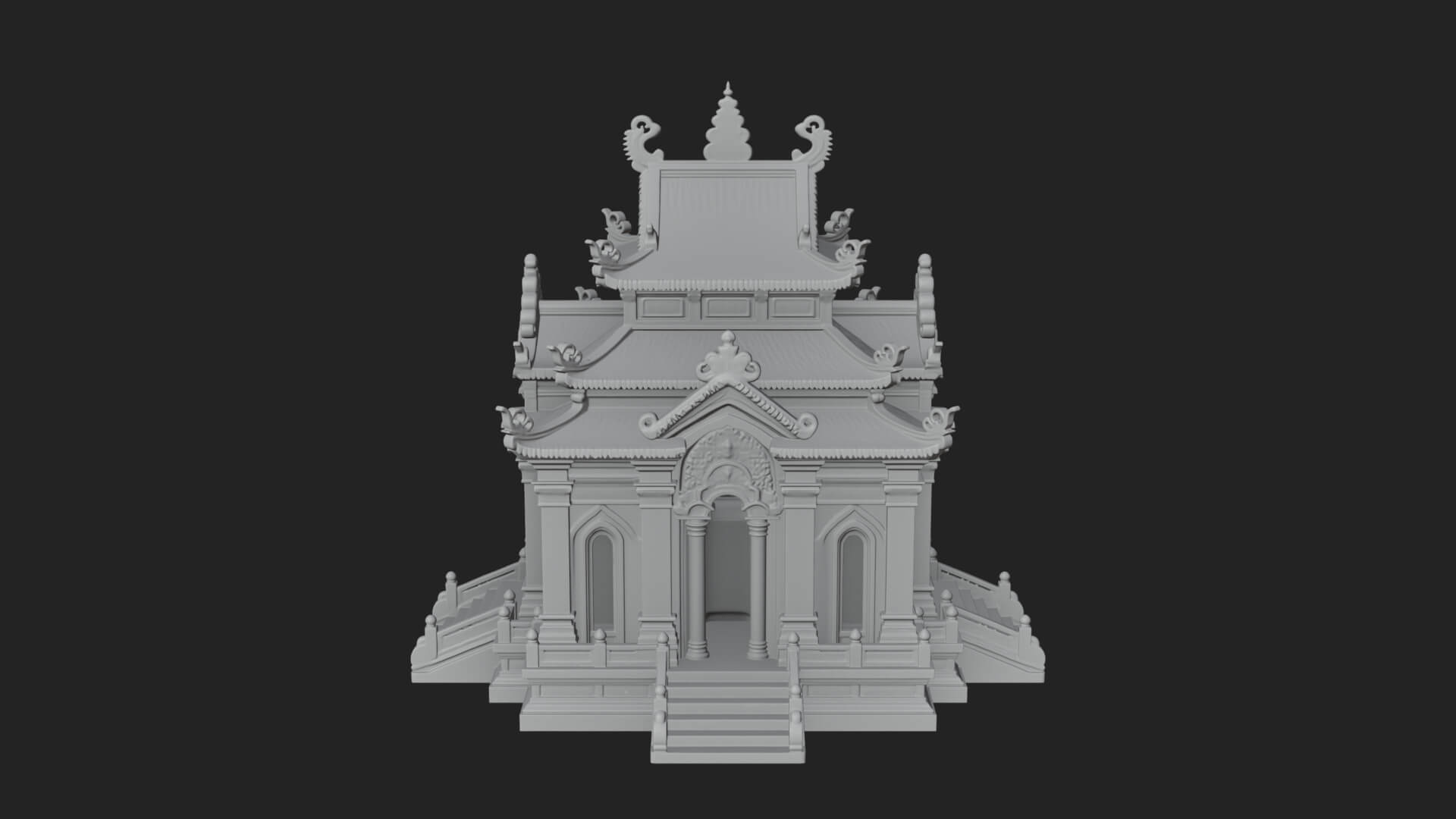 Stepped Shrine Temple Design 2 3D Print Model 3D Model