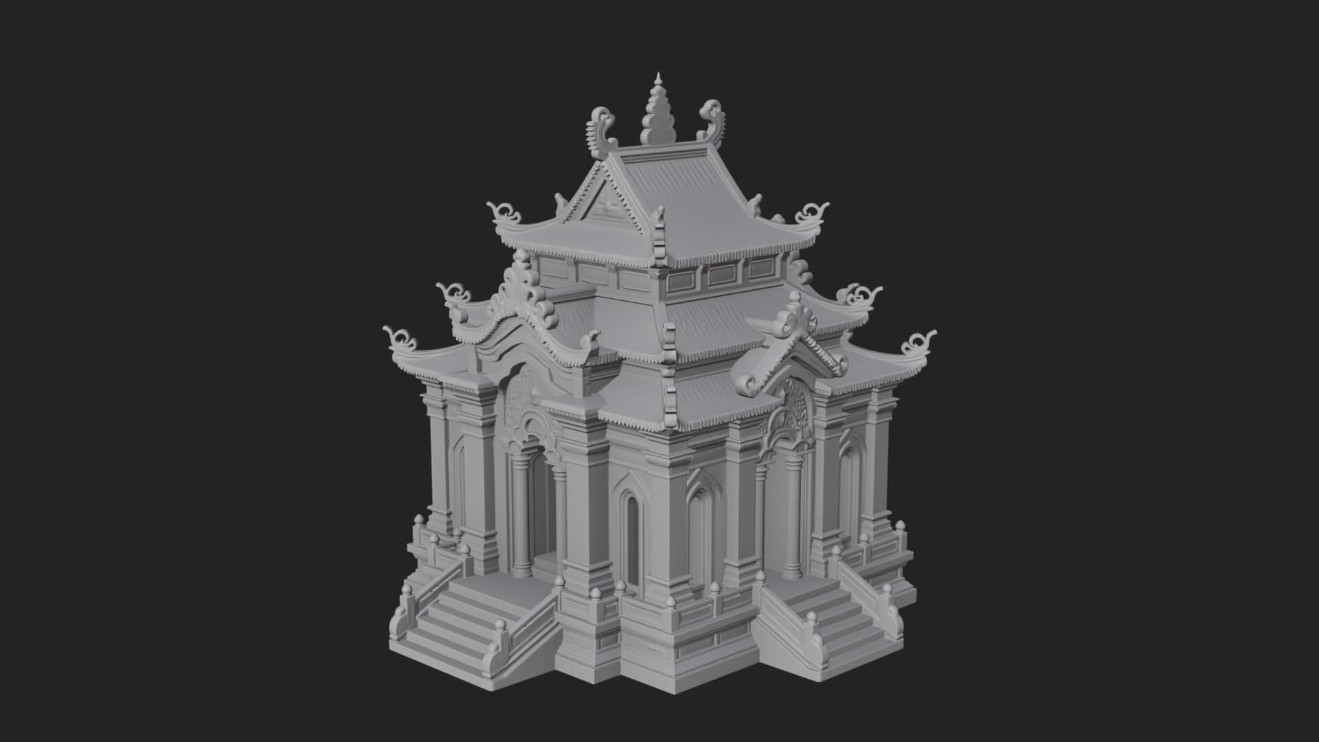 Stepped Shrine Temple Design 2 3D Print Model 3D Model