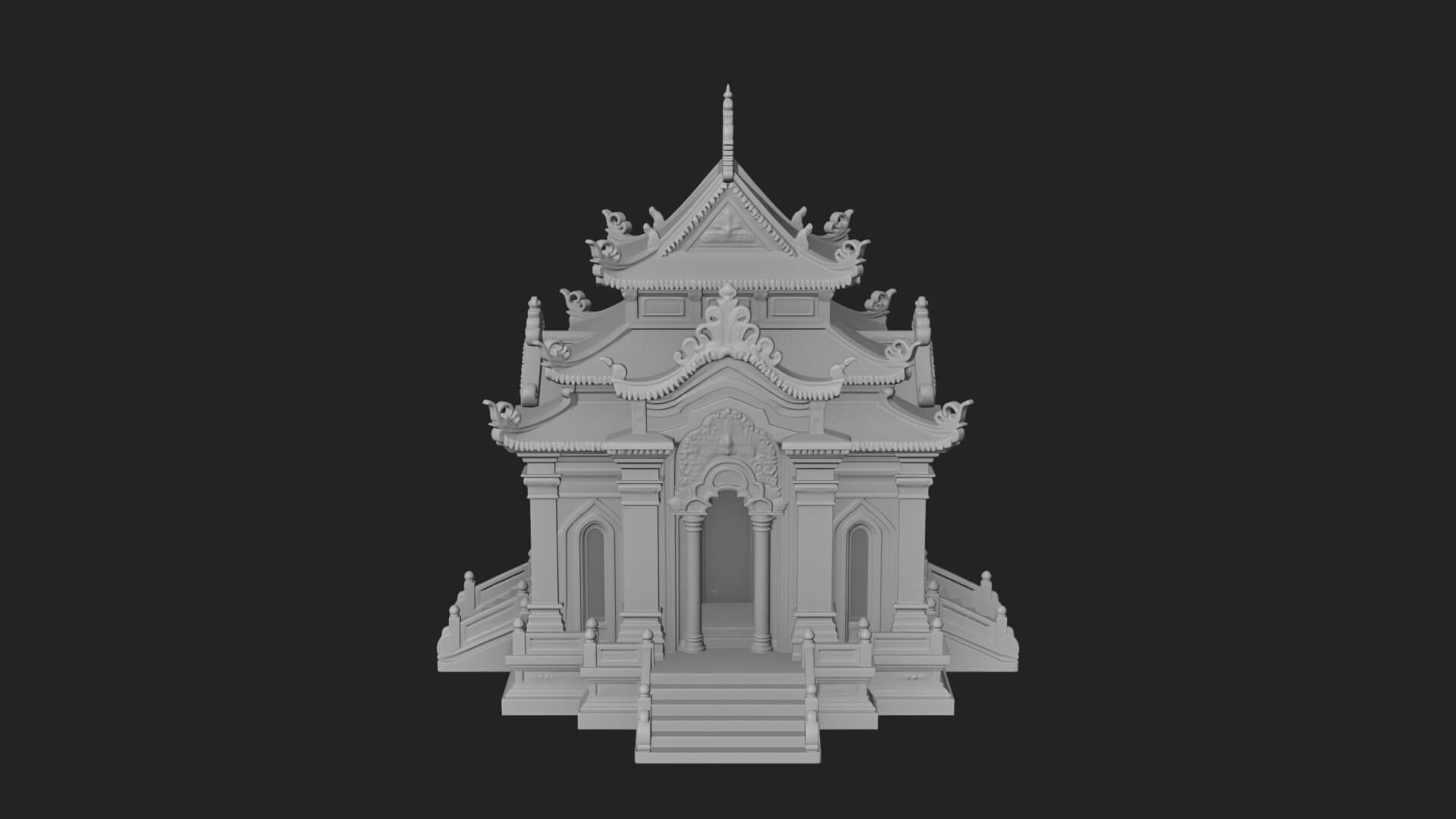 Stepped Shrine Temple Design 2 3D Print Model 3D Model