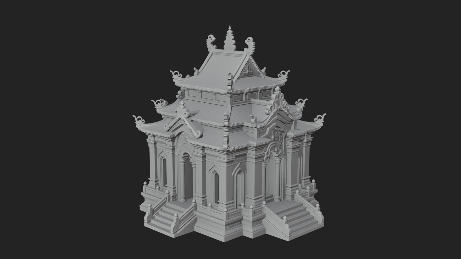 Stepped Shrine Temple Design 2 3D Print Model 3D Model